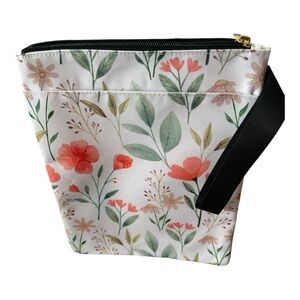 NWT Book Sleeve Pouch Book Cover Protector  Zipper Outside pocket Floral Pool
